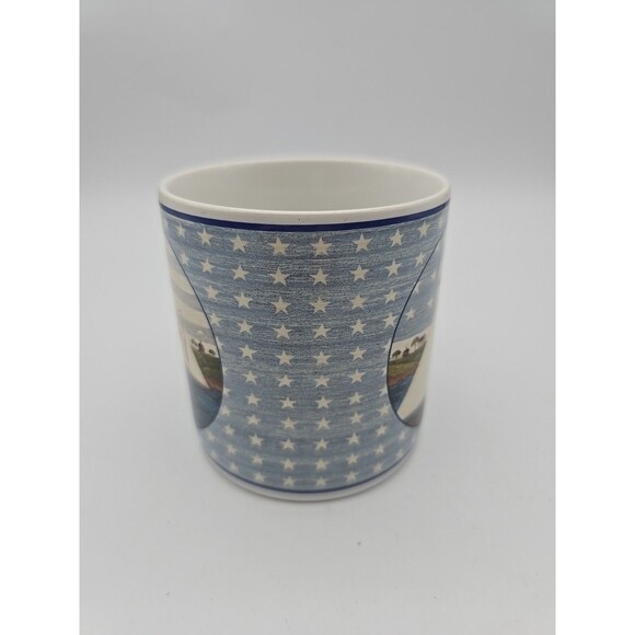 America the Beautiful Sailboat & Stars Coffee Mug Warren Kimble 1999 Sakura - Picture 2 of 9